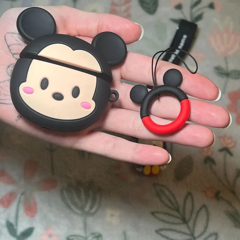 Disney Mickey Mouse Airpods 3/4 Case Cover with Keychains Wristlet Lanyard Keys